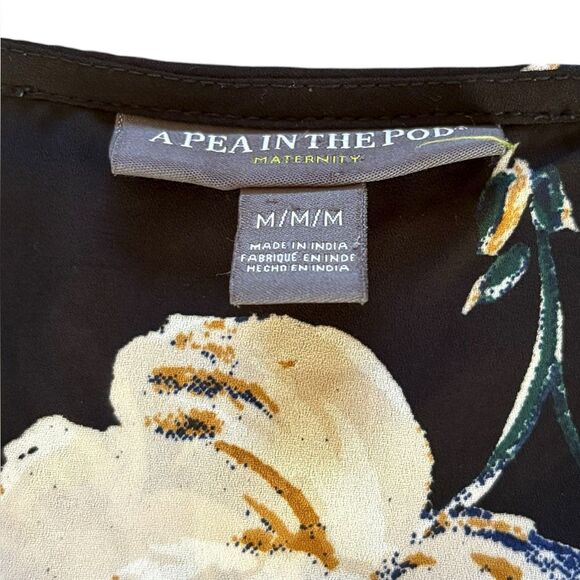 A Pea in the Pod Floral Maternity Blouse Black Cream Whimsigoth Womens Medium - Picture 9 of 12